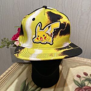 Pokemon Bioworld Adjustable Snap Back Pikachu Cap Hat Tie Dye Acid Wash Unisex